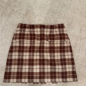Reformation Plaid Brown and Cream Women's Skirt